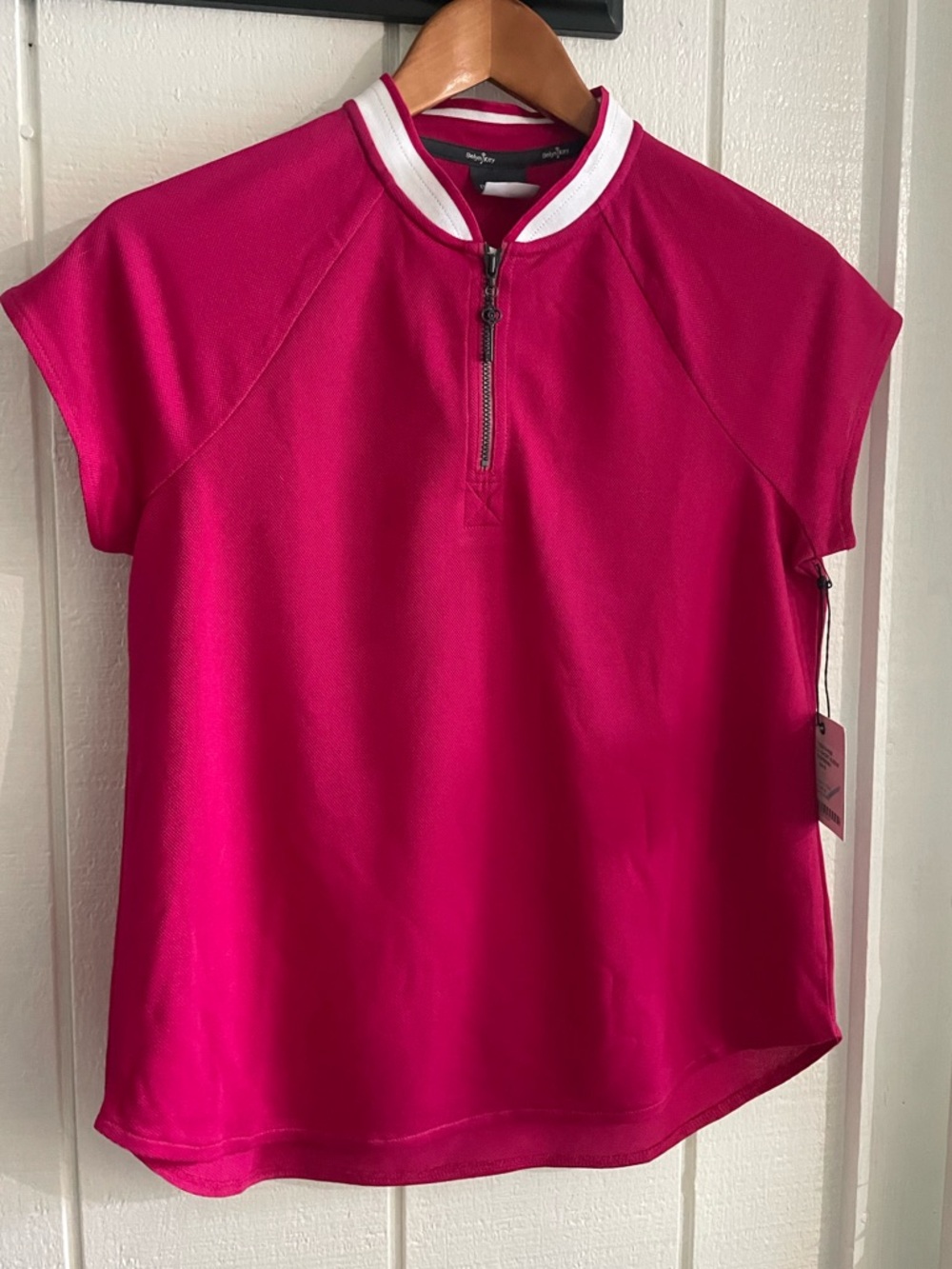 BELYN KEY Zip Polo Short Sleeve Raspberry - S
